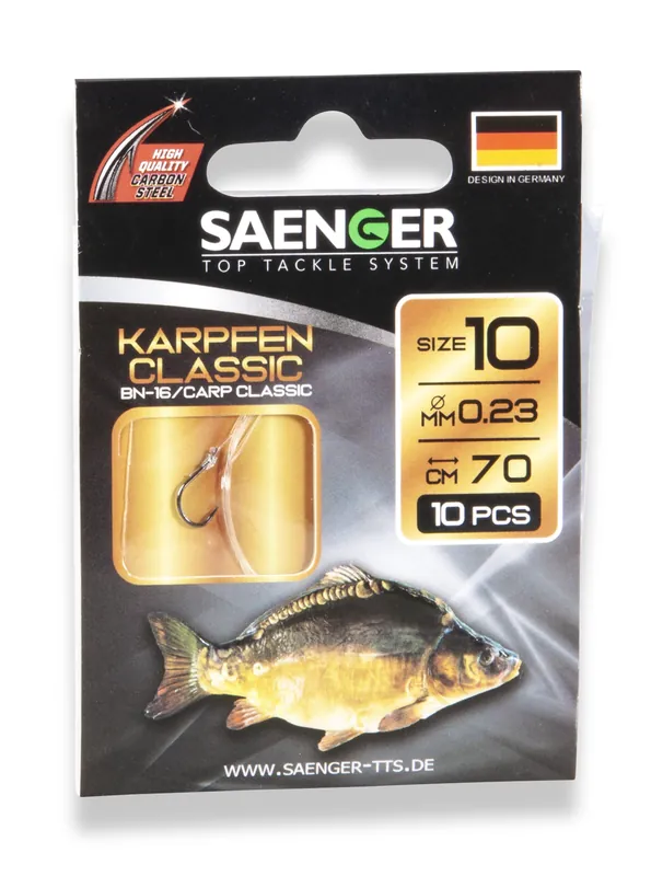 SAENGER Carp Classic előkötött horog 2/ 70cm /10db Fabrieksprijs
