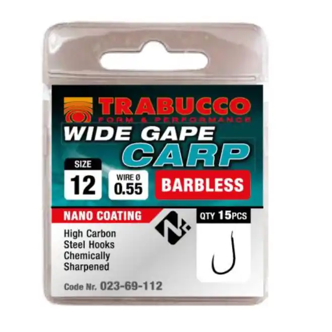 Trabucco Wide Gape Carp szakáll nélküli horog 18 15 db Aanbieding