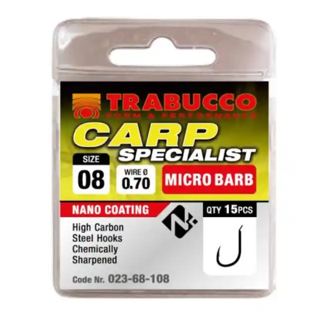 Trabucco Carp Specialist mikro szakállas horog 14 15 db Seizoensaanbieding
