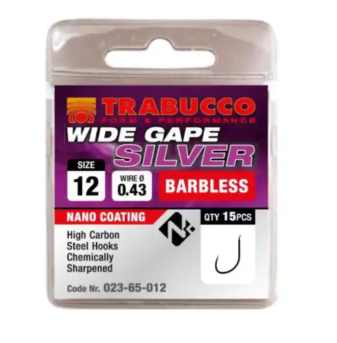 Trabucco Wide Gape Silver szakáll nélküli horog 14 15 db Op = Op