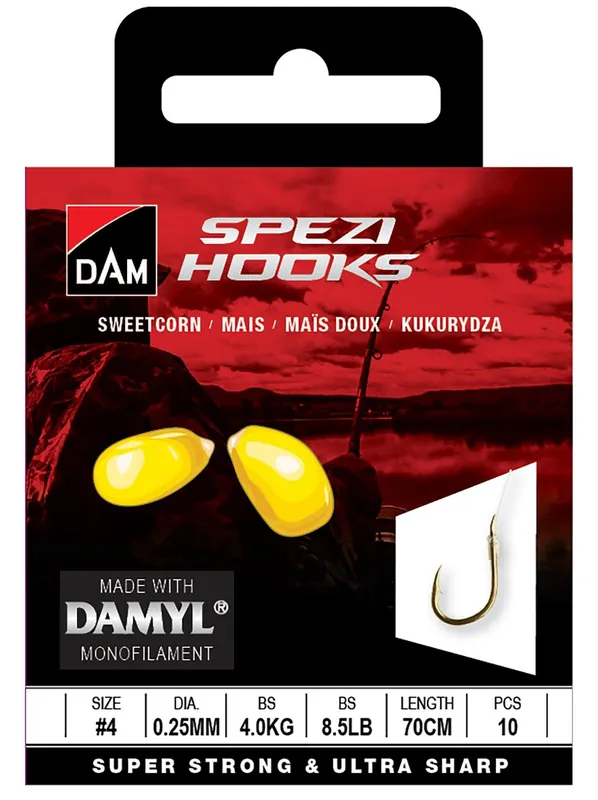 DAM SPEZI SWEETCORN 12 0.16MM 1.8KG 70CM 10P előkötött előke Bestel Nu