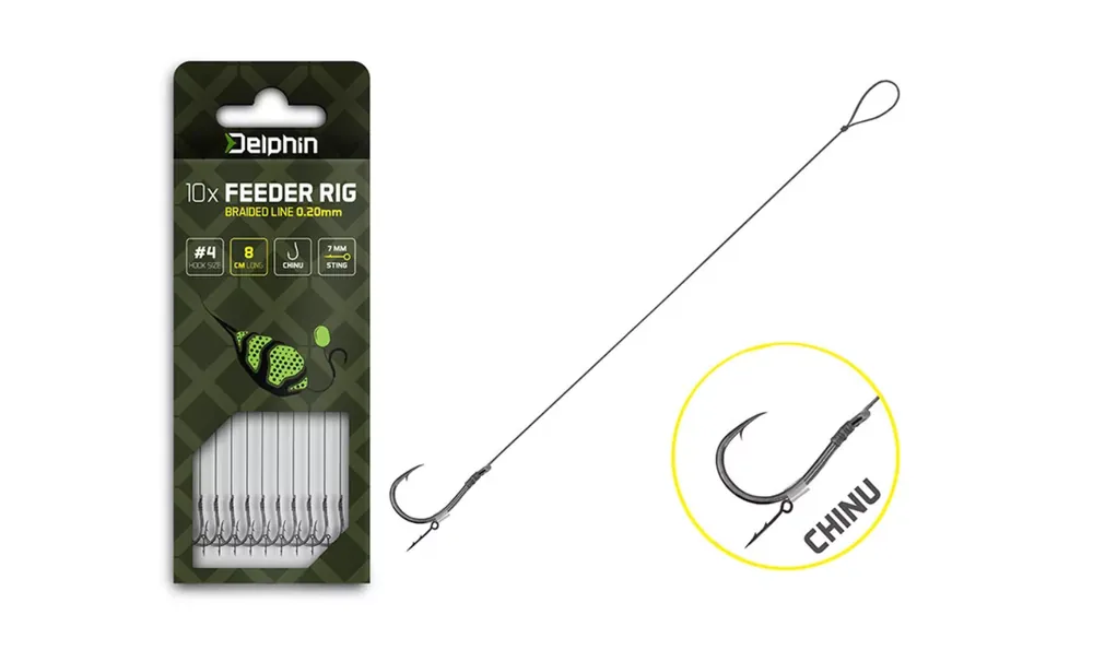 Populair Delphin Braided Sting Feeder Rig / 10db (8cm/0,14mm/Chinu 8)