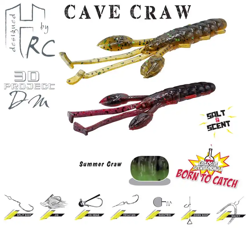 Herakles Cave Craw 3.8" 9.6cm Sumer Craw gumirák Direct Beschikbaar
