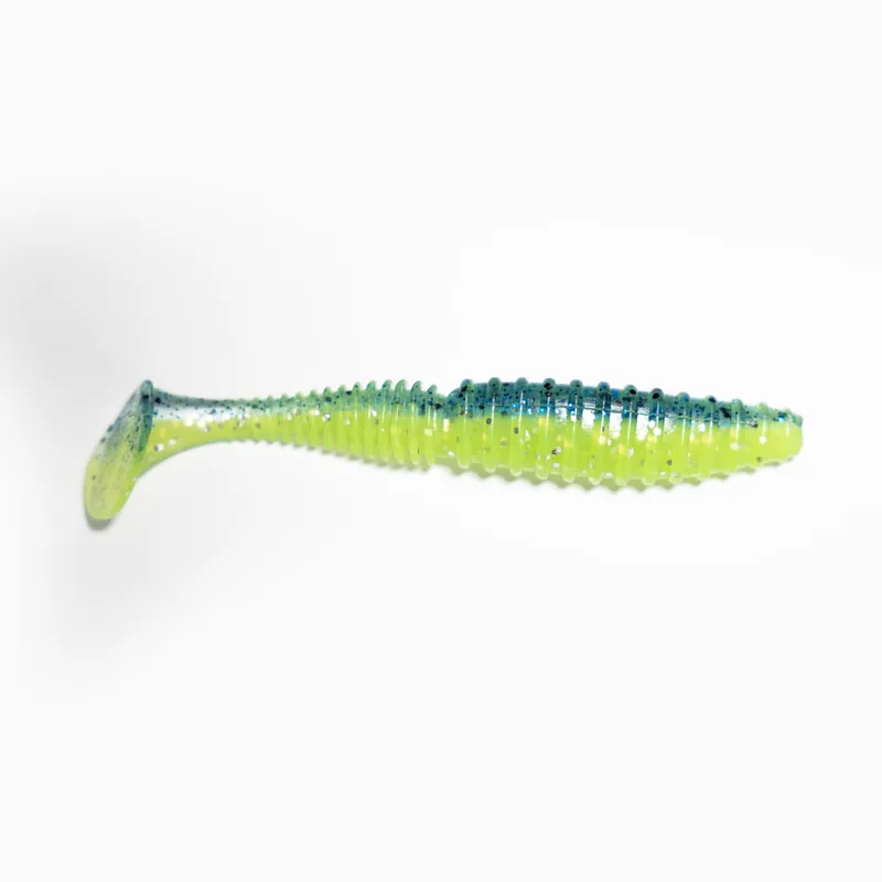 Reiva Zander Power Shad by Jadabo 7,5 cm Blue-Lime gumihal Populair