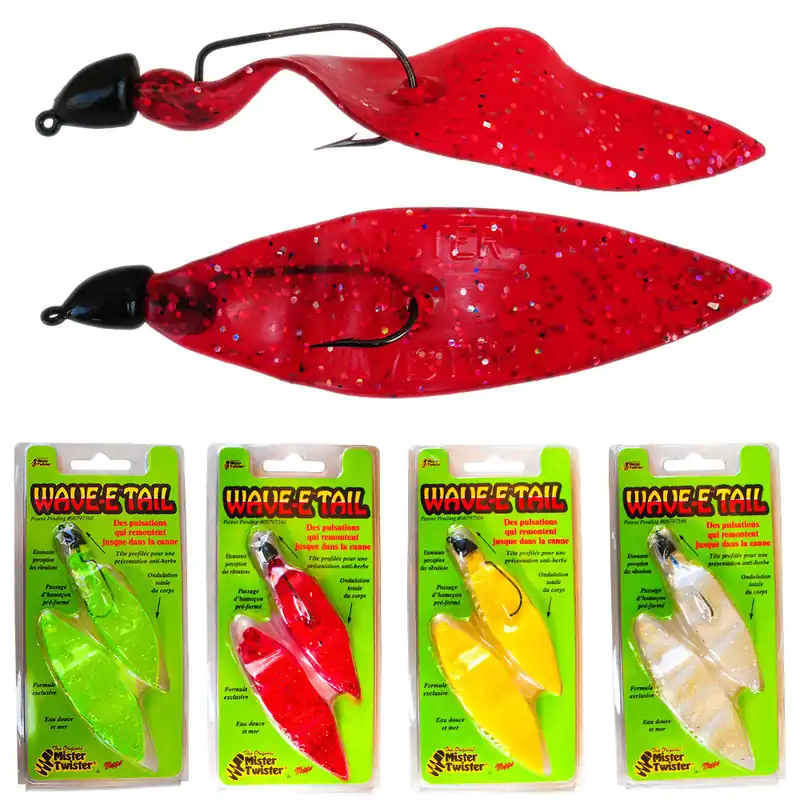 Laatste Kans WAVE-E TAIL 1+3 jig és gumi Mepps és Mister Twister 8g 10cm piros