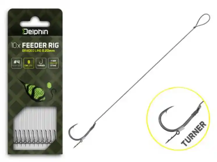 Meest Verkocht Delphin Braided Sting Feeder Rig / 10db (8cm/0,20mm/Turner 6)