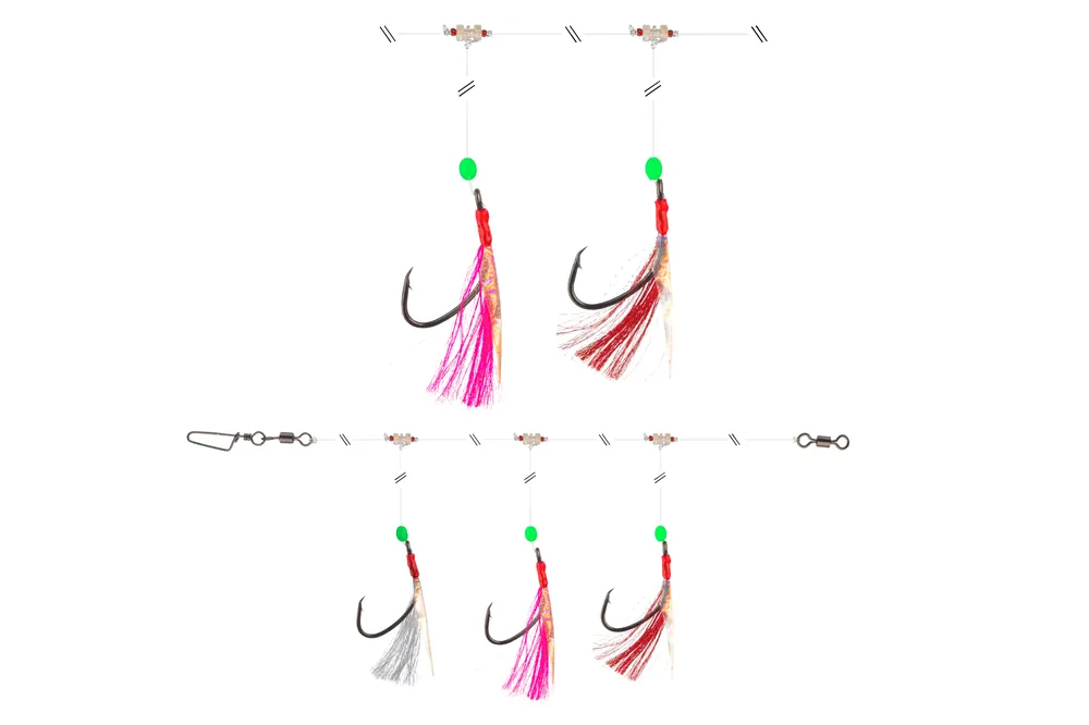 Koop Vandaag Daiwa GrandWave tőkehalazó szerelék (red/white/pink, 135.0cm, 5/0, 3horog)