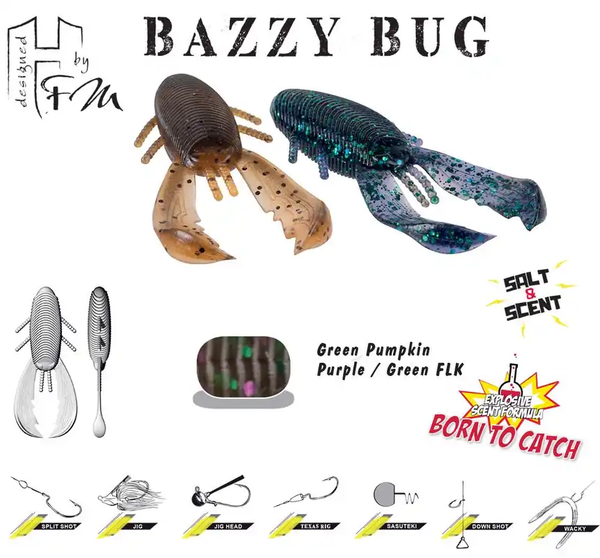 Gratis Retour Herakles Bazzy Bug 3.2" 8cm Green Pumkin Purple/Green Flk 10db / cs gumirák