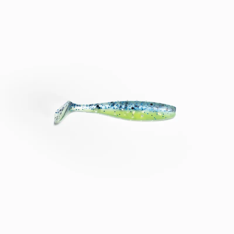 Goedkoop Reiva Flat Minnow Shad by Jadabo 5 cm Blue-Lime gumihal