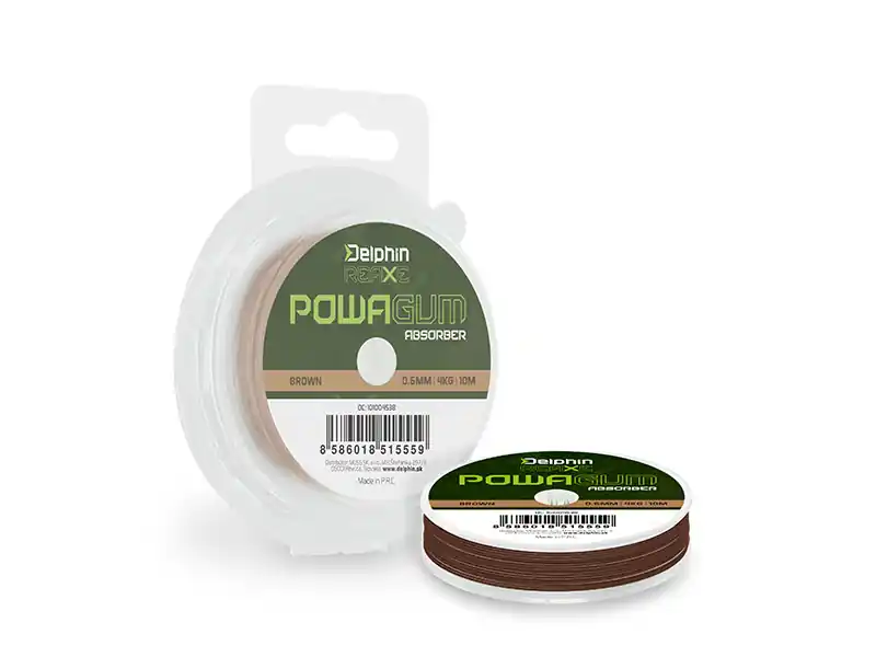 Must-Have Delphin REAXE PowaGUM Absorber Barna (0.8mm/6kg/10m) Feeder Power gumi