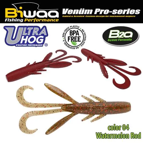 Beste Prijs Biwaa Ultra Hog 4" 10cm 04 Watermelon Red gumirák