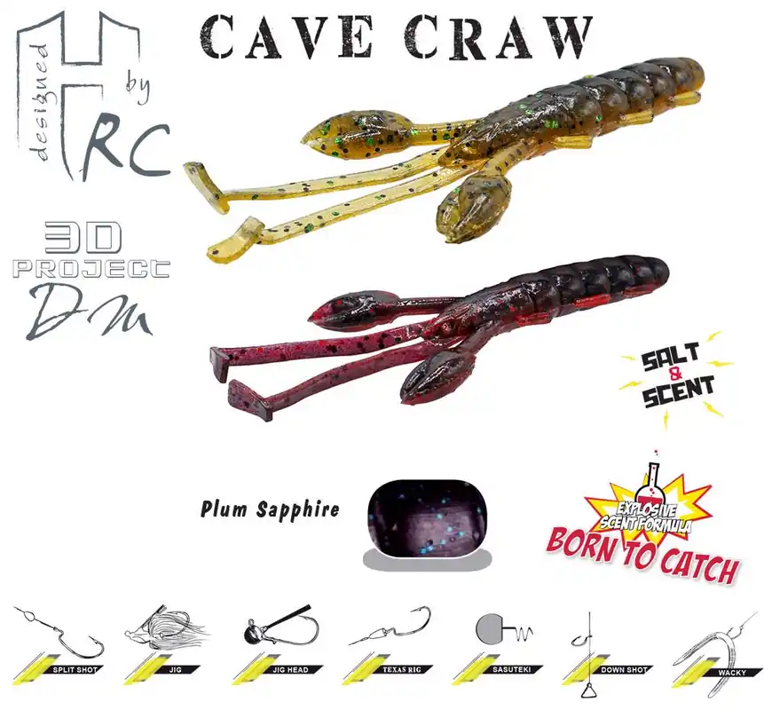 Seizoensaanbieding Herakles Cave Craw 3.8" 9.6cm Plum Sapphire gumirák