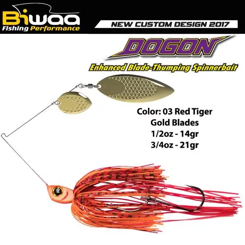 Lage Kosten Biwaa Spinnerbait Dogon 1/2Oz 14g 03 Red Tiger-Gold Blades