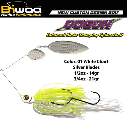 Betaalbaar Biwaa Spinnerbait Dogon 1/2Oz 14g 01 White Chart-Silver Blades