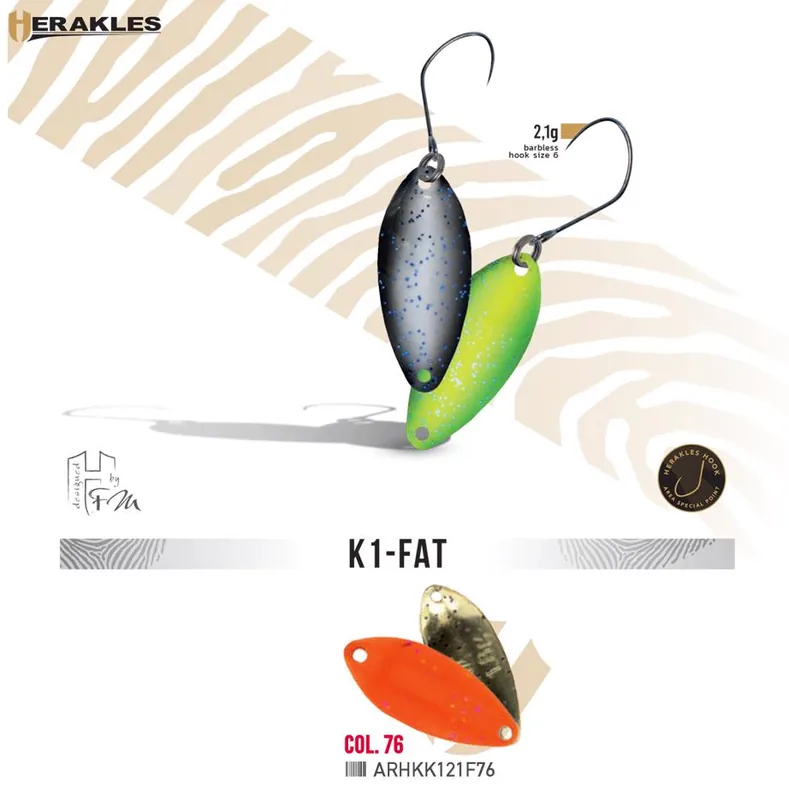 Dagaanbieding Herakles Area Spoon K1 Fat 2.1g Color 76 támolygó villantó