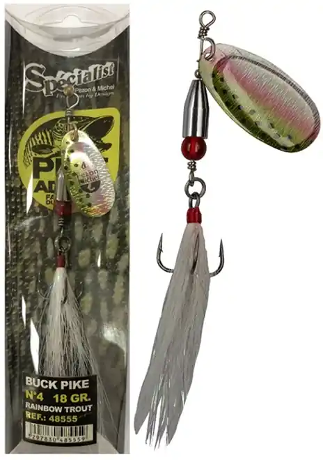 Rechtstreeks Van De Fabrikant Pezon & Michel Körforgó villantó Buck Pike 18g Rainbow