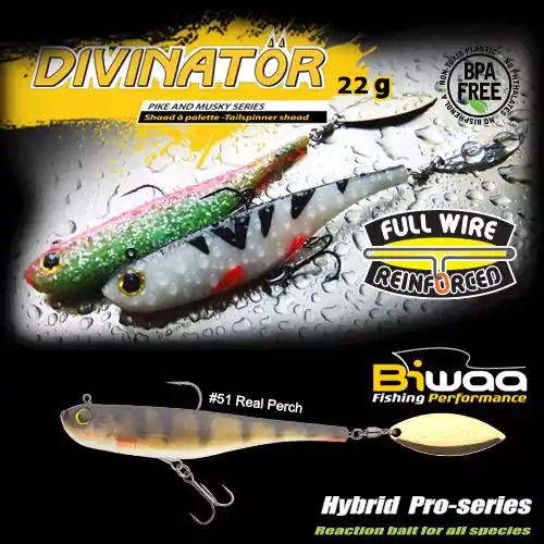 Dagaanbieding Biwaa Divinator Junior 14cm 22g 51 Real Perch tail spinner