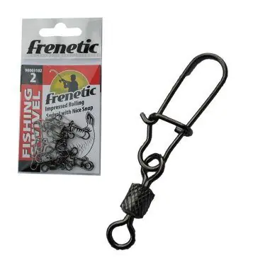 Frenetic Hengeres forgó pergető kapoccsal, Frenetic impressed rolling swivel with nice snap, 6, 10db/csomag, Fekete Veilige Betaling
