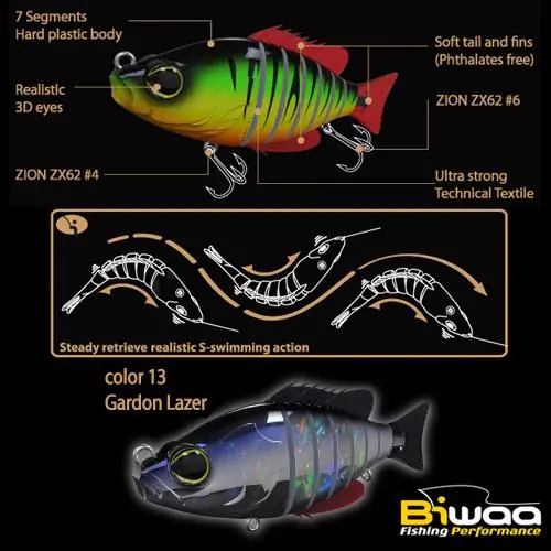 Exclusieve Aanbieding Biwaa Swimbait Seven S5" 13cm 34g 13 Gardon Laser wobbler