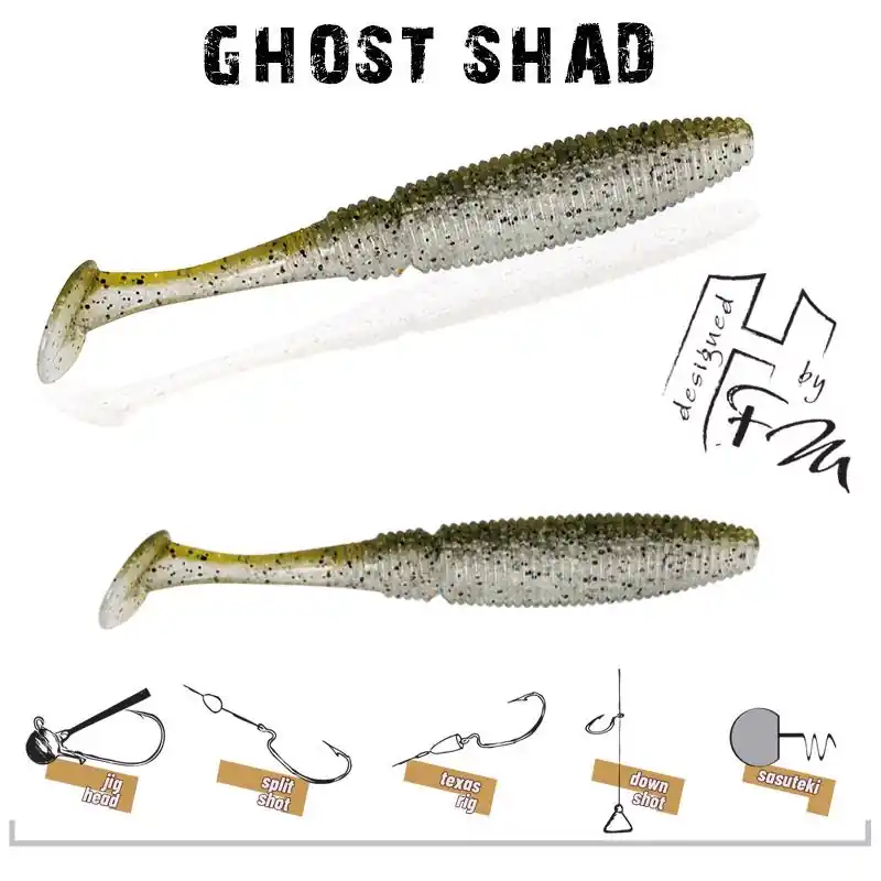 Herakles Ghost Shad 5cm Green Shad gumihal Hoge Kwaliteit