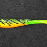 Fabrieksprijs Alpha Tackle Avci Firetiger fluo zöld / sárga / fekete/ naracssárga farokkal / 12cm