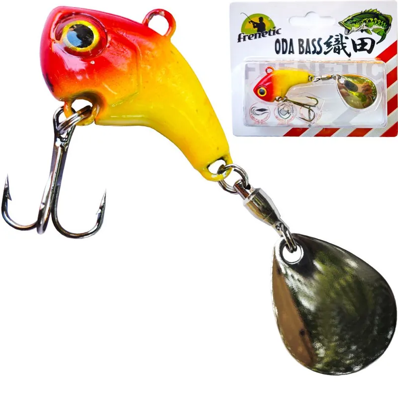 Beperkt Aanbod Frenetic ODA BASS 10g piros/sárga 25+30mm tail spinner