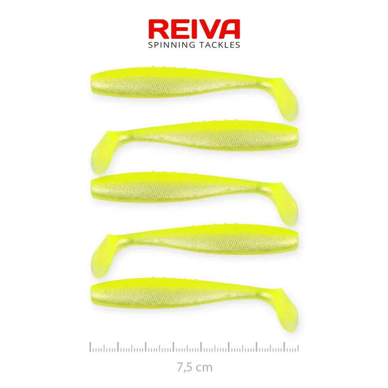 Reiva Flat Minnow shad 7,5cm 5db/cs (Flash Lemonade) Seizoensaanbieding
