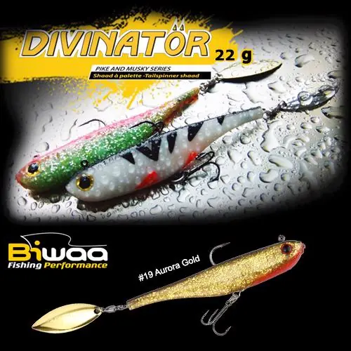 Direct Verzonden Biwaa Divinator Junior 14cm 22g 19 Aurora Gold tail spinner