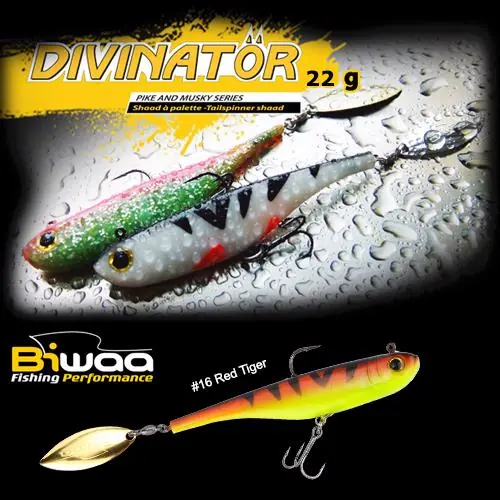 Biwaa Divinator Junior 14cm 22g 16 Red Tiger tail spinner Gereduceerde Prijs
