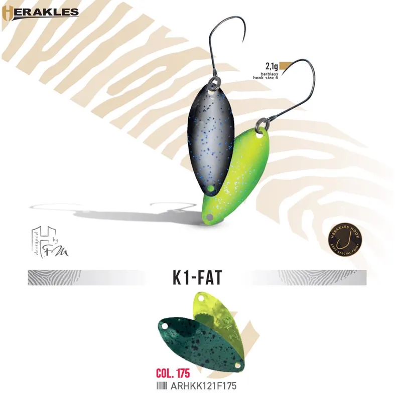 Laatste Versie Herakles Area Spoon K1 Fat 2.1g Color 175 támolygó villantó