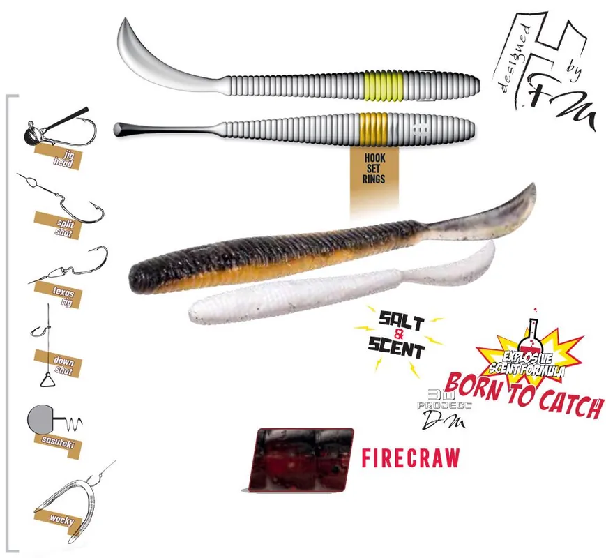 Favoriet Herakles Leftail Worm 4.8" 12cm Fire Craw gumiféreg