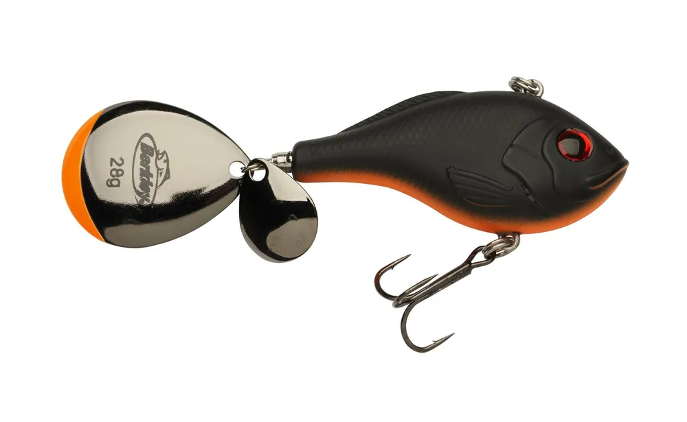 Berkley Pulse Spintail XL 10cm/28g Black Orange tailspinner Nieuw