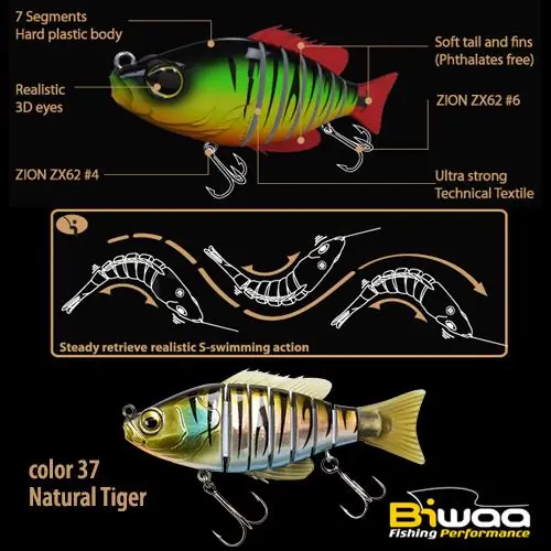 Betaalbaar Biwaa Swimbait Seven S4" 10cm 17g 37 Natural Tiger wobbler