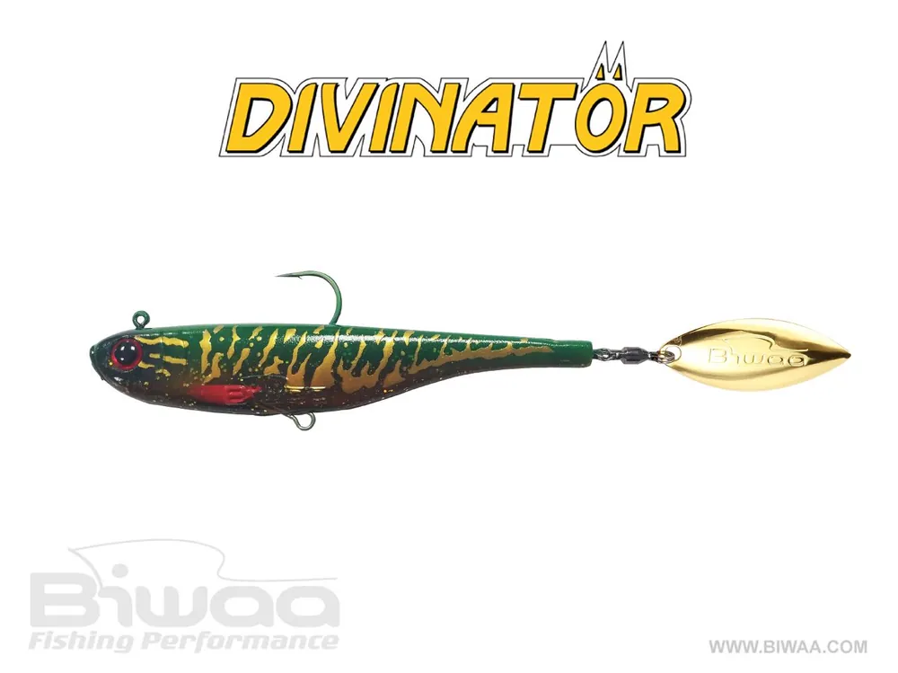 Uitverkoop Biwaa Divinator Junior 14cm 22g 72motor Oil tail spinner
