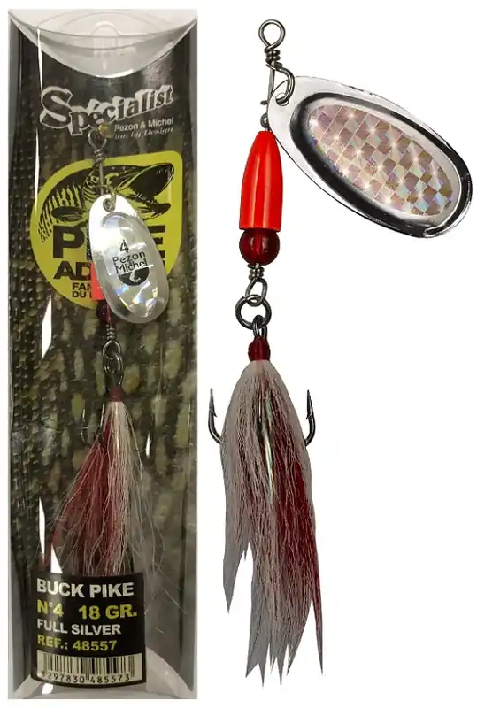Koop Online Pezon & Michel Körforgó villantó Buck Pike 24g Full Silver