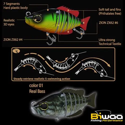 Uitverkoop Biwaa Swimbait Seven S4" 10cm 17g 01 Real Bass wobbler