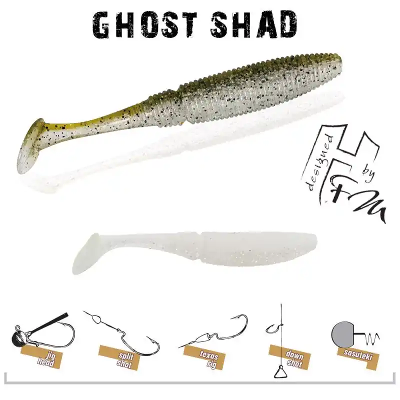 Actieprijs Herakles Ghost Shad 7.5cm White/Silver gumihal