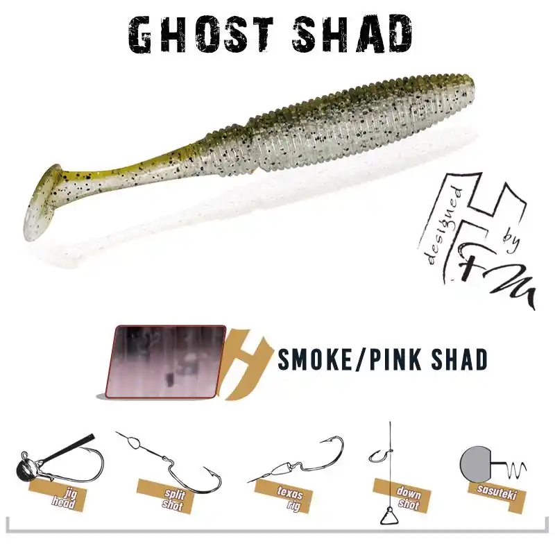 Actieprijs Herakles Ghost Shad 7.5cm Smoke Pink Shad gumihal