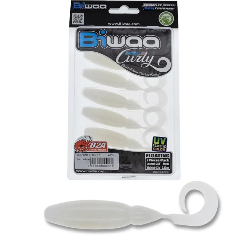 Aanbieding Biwaa Tailgunr Curly 2.5" 6.3cm 008 Pearl White gumihal