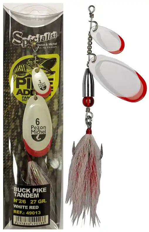 Pezon & Michel Körforgó villantó Buck Pike Tandem 27g White Red Direct Verzonden