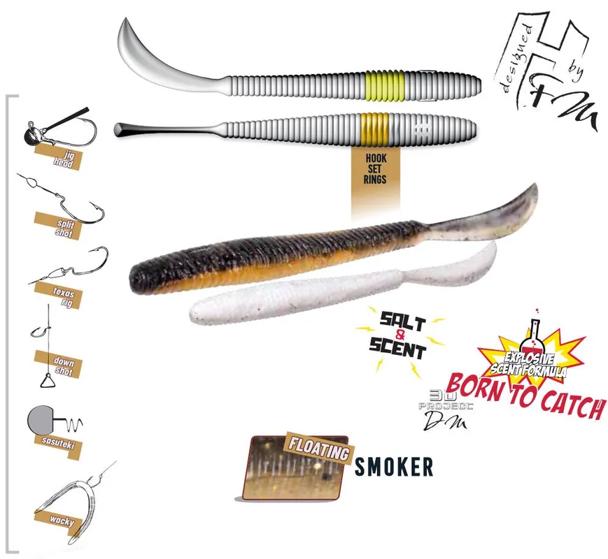 Beperkt Aanbod Herakles Leftail Worm 3.4" 8.6cm Floating Smoker gumiféreg