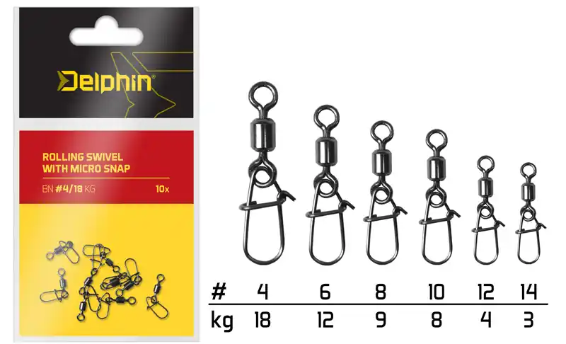 Delphin Rolling swivel with micro snap / 10db (10/8kg) Betaalbaar
