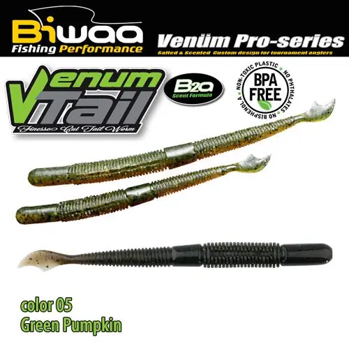 Beste Prijs Biwaa Venum Tail 4" 10cm 05geen Pumpkin gumigiliszta