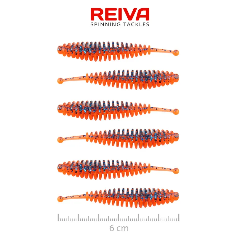Direct Beschikbaar Reiva Tiny Worm 6cm 6db/cs (Orange Disco) gumiféreg