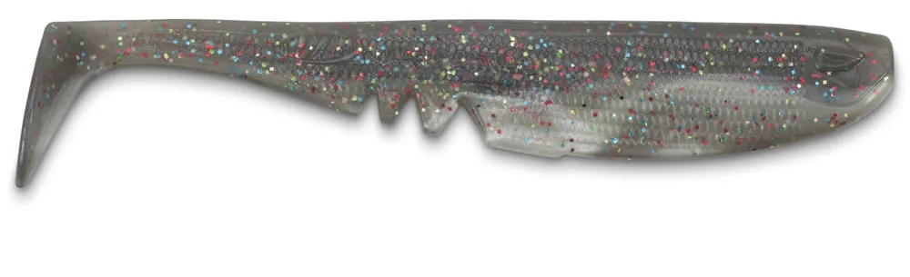 Speciale Aanbieding Iron Claw Racker Shad MOM Motoroil Multiglitter Pearl 12,5cm gumihal