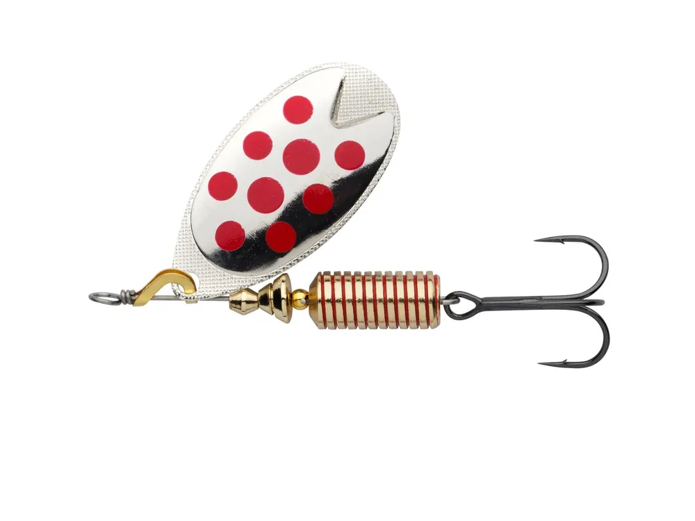 Koop Online Abu Garcia Fast Attack 4cm/7.0gr LF Silver/Red Dots körforgó villantó