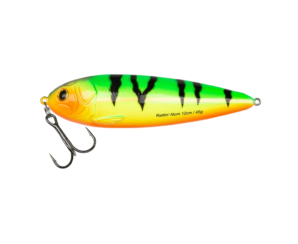 Express Levering Abu Garcia Rattlin Atom 12cm/45g Fire Tiger támolygó villantó