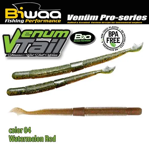 Voordeelprijs Biwaa Venum Tail 4" 10cm 04 Watermelon Red gumigiliszta
