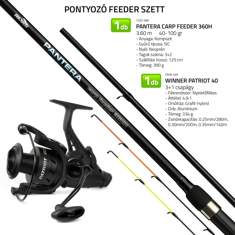 Actieprijs Nevis Pontyozó feeder szett 1232-360+2546-440