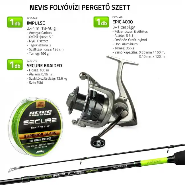 Nevis Folyóvízi pergető szett 1436-245+ 2535-440+ 3225-016 Uitverkoop
